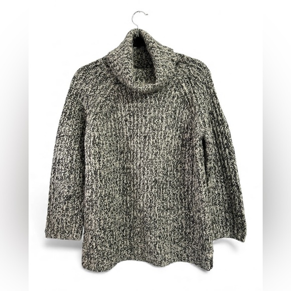 Madewell Women’s Medium Black & White Wool Blend Knit Cowl Neck Sweater - Picture 3 of 13